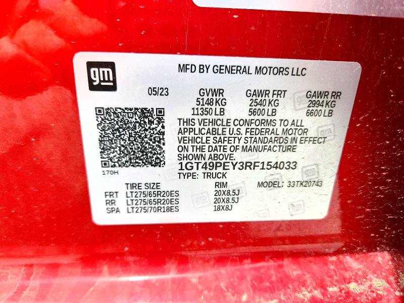 Продажа на аукционе авто 2024 Gmc Sierra, vin: 1GT49PEY3RF154033, номер лота: 54650066