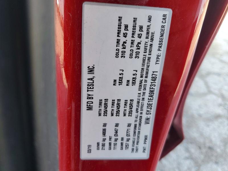 Продажа на аукционе авто 2019 Tesla Model 3, vin: 5YJ3E1EA9KF314871, номер лота: 53923426