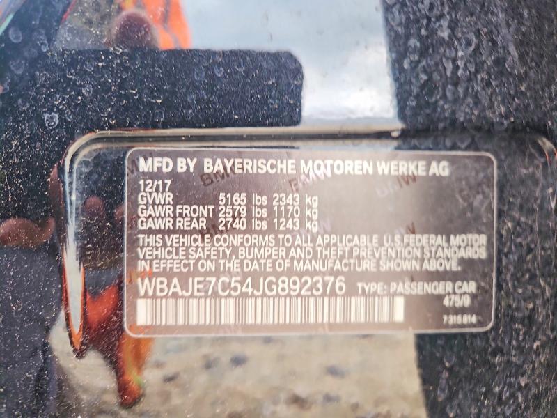 Aukcja sprzedaży 2018 Bmw 540, vin: WBAJE7C54JG892376, numer aukcji: 53721836