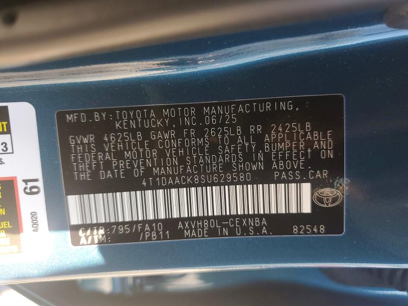 2025 Toyota Camry მანქანა იყიდება აუქციონზე, vin: 4T1DAACK8SU629580, აუქციონის ნომერი: 53456216