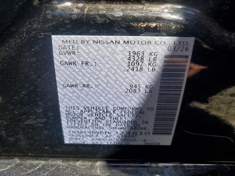 55433986 :رقم المزاد ، 1N4BL4DV6TN324810 vin ، 2026 Nissan Altima مزاد بيع