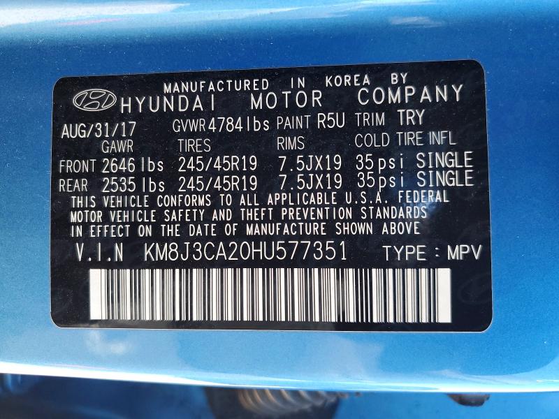 Продажа на аукционе авто 2017 Hyundai Tucson, vin: KM8J3CA20HU577351, номер лота: 52758736