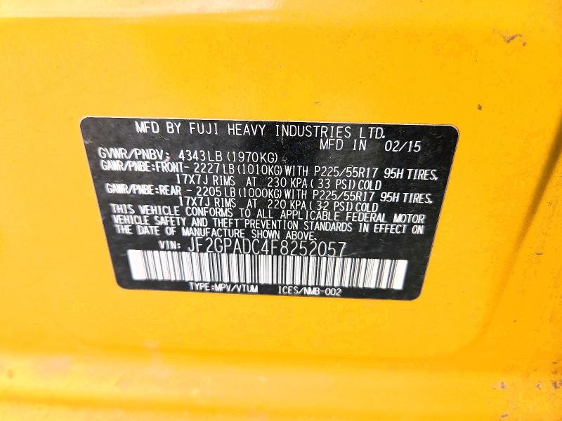 Продаж на аукціоні авто 2015 Subaru Xv Crosstrek, vin: JF2GPADC4F8252057, номер лоту: 54786786