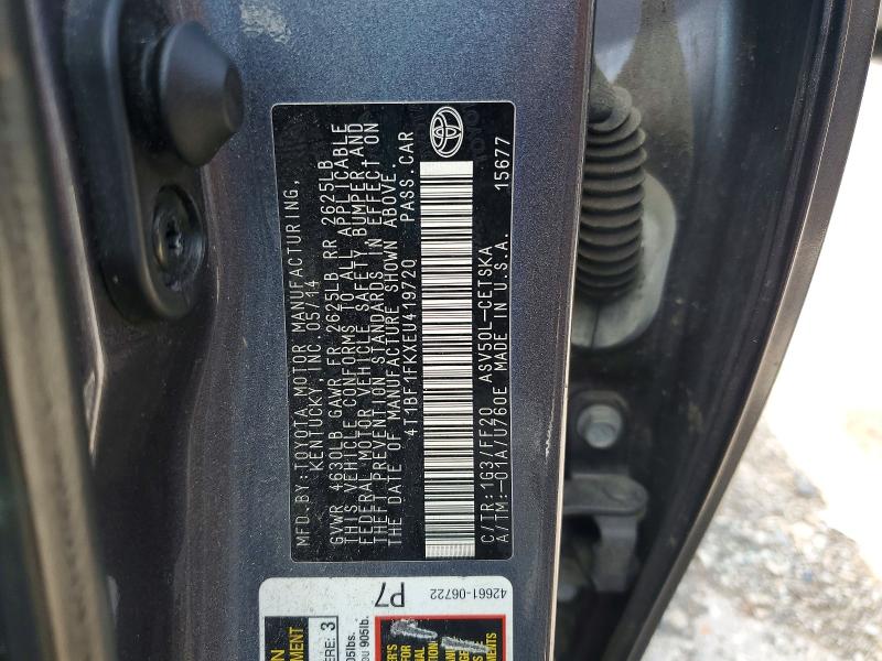 2014 Toyota Camry მანქანა იყიდება აუქციონზე, vin: 4T1BF1FKXEU419720, აუქციონის ნომერი: 53915326