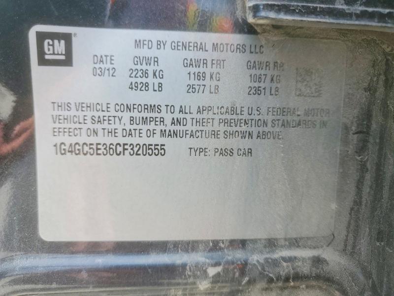 Продаж на аукціоні авто 2012 Buick Lacrosse, vin: 1G4GC5E36CF320555, номер лоту: 53978096