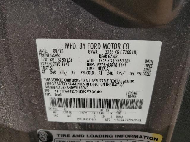 72876585 :رقم المزاد ، 1FTFW1ET4DKF70949 vin ، 2013 Ford F150 مزاد بيع