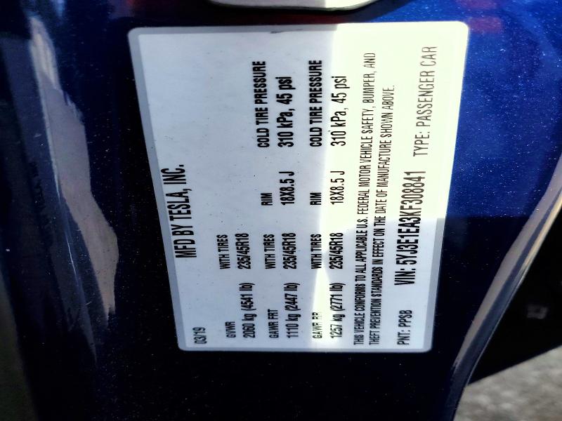 Aukcja sprzedaży 2019 Tesla Model 3, vin: 5YJ3E1EA3KF308841, numer aukcji: 52252836