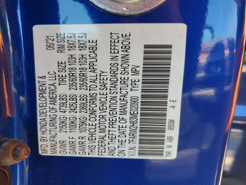 Продаж на аукціоні авто 2021 Honda Cr-v, vin: 7FARW2H83ME020900, номер лоту: 52572776