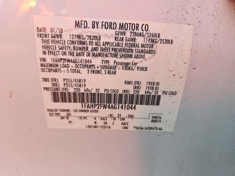 Aukcja sprzedaży 2010 Ford Taurus, vin: 1FAHP2FW4AG141044, numer aukcji: 54280196