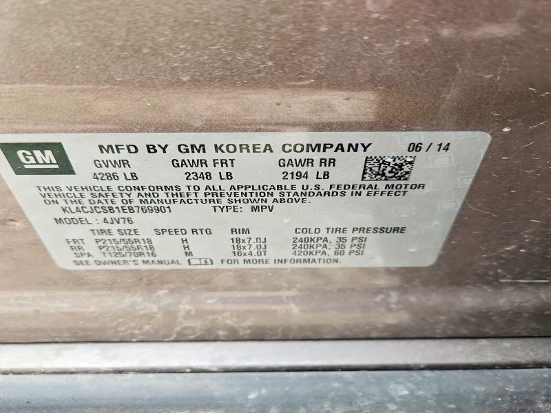 52897716 :رقم المزاد ، KL4CJCSB1EB769901 vin ، 2014 Buick Encore مزاد بيع