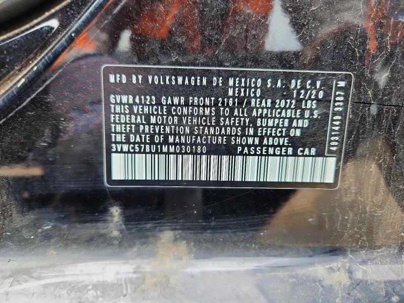 54323606 :رقم المزاد ، 3VWC57BU1MM030180 vin ، 2021 Volkswagen Jetta مزاد بيع