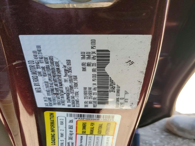 53575256 :رقم المزاد ، 3FA6P0H99DR106225 vin ، 2013 Ford Fusion مزاد بيع