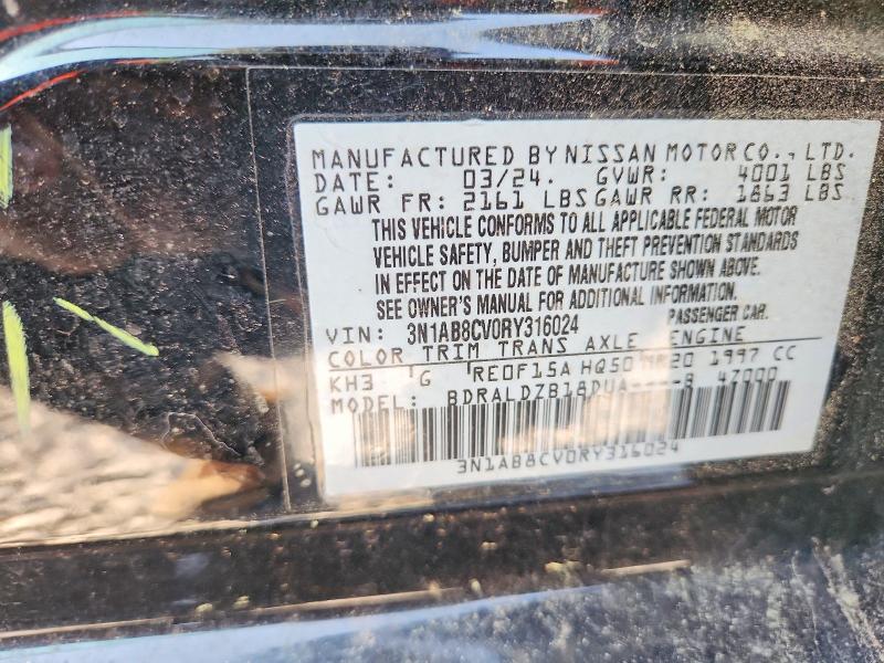 Aukcja sprzedaży 2024 Nissan Sentra, vin: 3N1AB8CV0RY316024, numer aukcji: 54391666