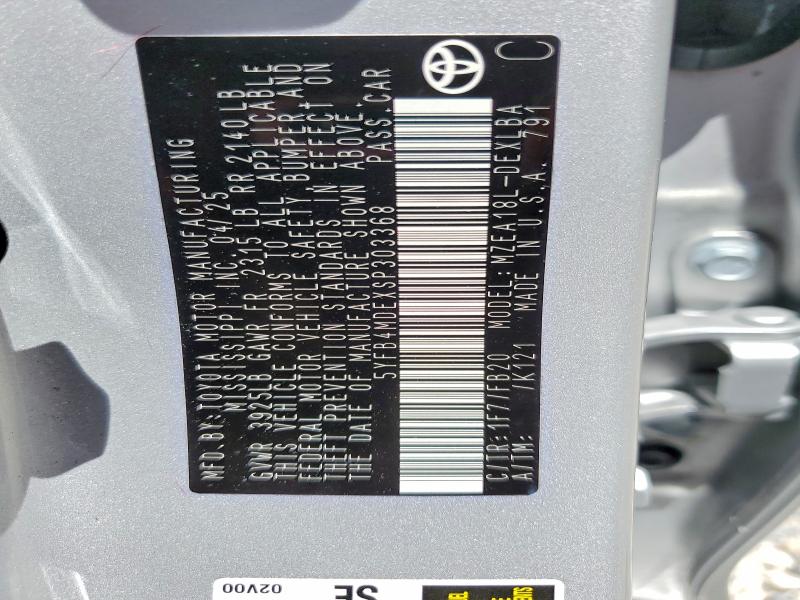 Aukcja sprzedaży 2025 Toyota Corolla, vin: 5YFB4MDEXSP303368, numer aukcji: 53733216