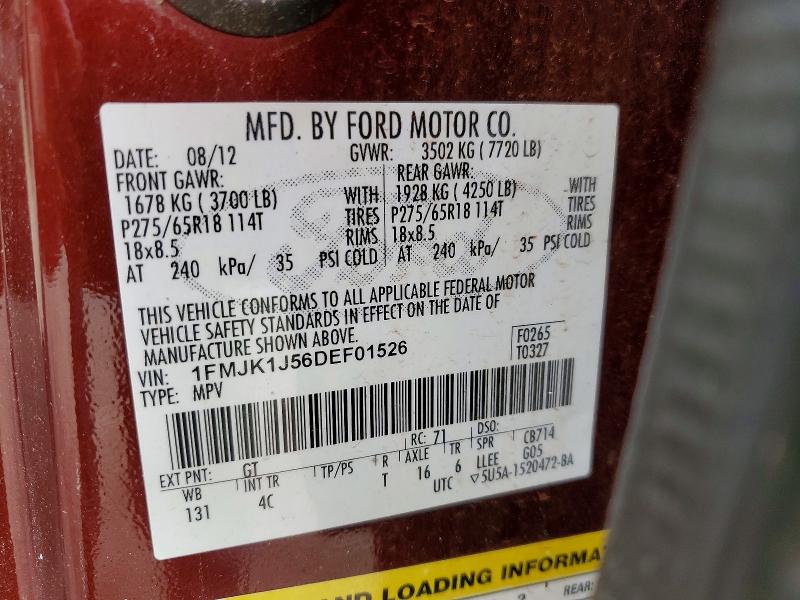 Продаж на аукціоні авто 2013 Ford Expedition, vin: 1FMJK1J56DEF01526, номер лоту: 52745326