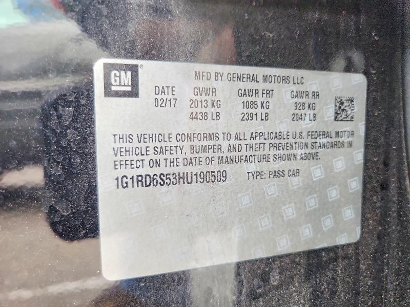 55147886 :رقم المزاد ، 1G1RD6S53HU190509 vin ، 2017 Chevrolet Volt مزاد بيع