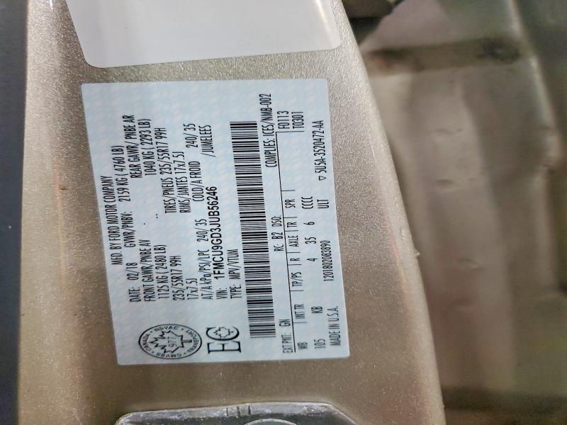 55536796 :رقم المزاد ، 1FMCU9GD3JUB56246 vin ، 2018 Ford Escape مزاد بيع