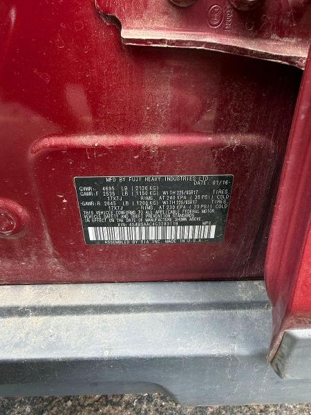 Aukcja sprzedaży 2016 Subaru Outback, vin: 4S4BSAAC4G3283119, numer aukcji: 54650596