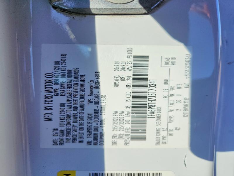 Продажа на аукционе авто 2018 Ford Mustang, vin: 1FA6P8TH7J5170341, номер лота: 52050346