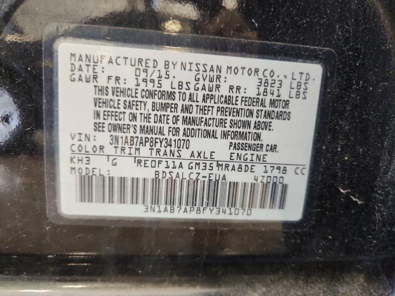 Продажа на аукционе авто 2015 Nissan Sentra, vin: 3N1AB7AP8FY341070, номер лота: 54081406