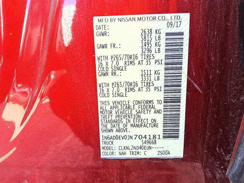 2018 Nissan Frontier მანქანა იყიდება აუქციონზე, vin: 1N6AD0EV0JN704181, აუქციონის ნომერი: 52577616