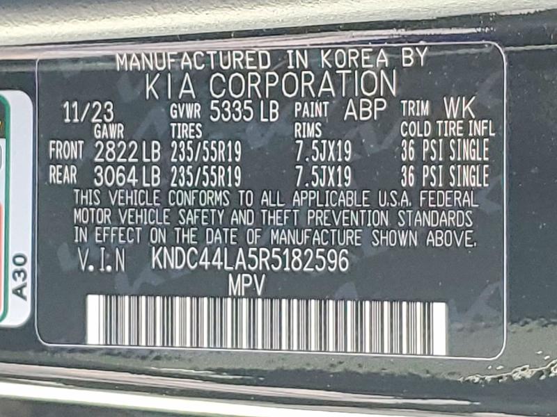 52568486 :رقم المزاد ، KNDC44LA5R5182596 vin ، 2024 Kia Ev6 مزاد بيع
