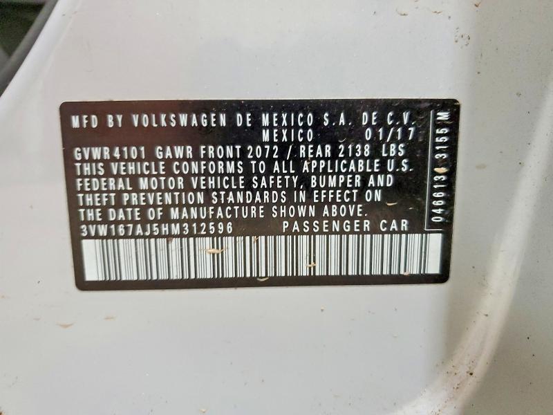 Aukcja sprzedaży 2017 Volkswagen Jetta, vin: 3VW167AJ5HM312596, numer aukcji: 52708266