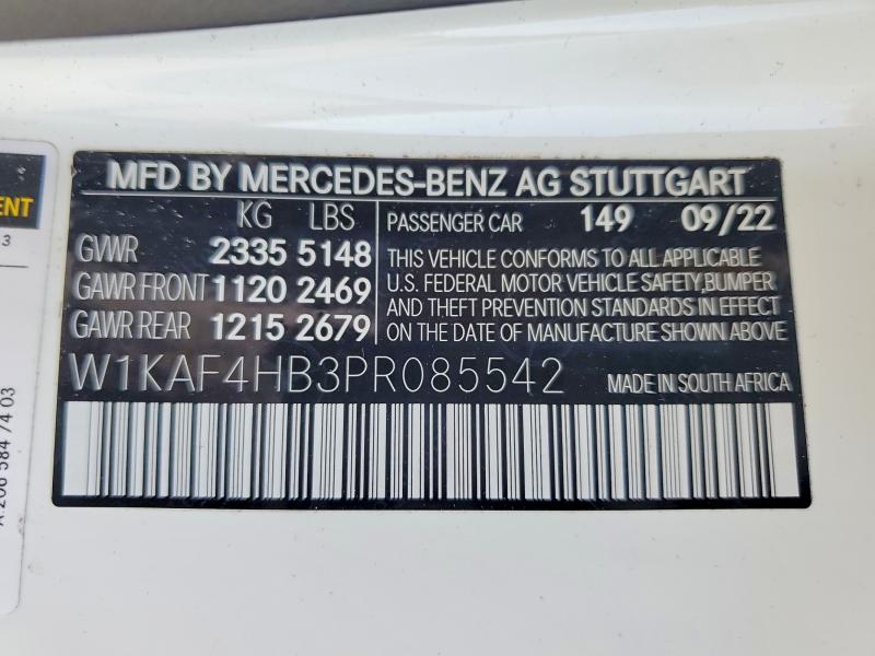 2023 Mercedes-benz C მანქანა იყიდება აუქციონზე, vin: W1KAF4HB3PR085542, აუქციონის ნომერი: 53983086