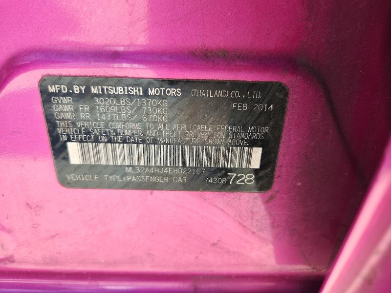 Aukcja sprzedaży 2014 Mitsubishi Mirage, vin: ML32A4HJ4EH022167, numer aukcji: 52305336
