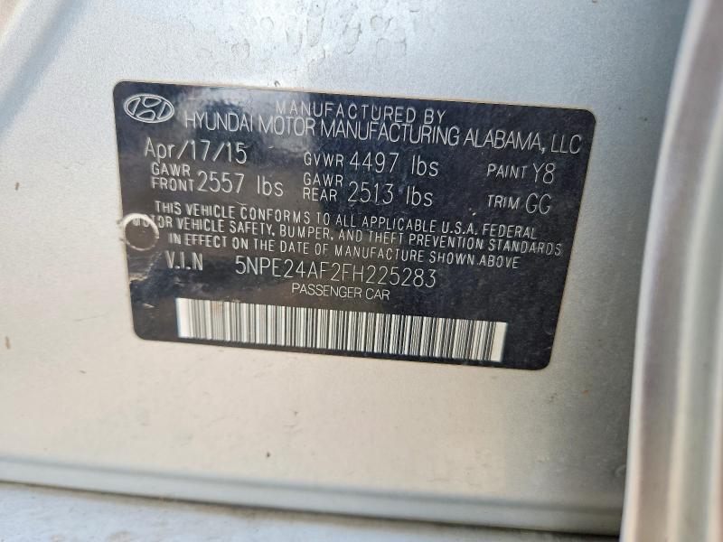 2015 Hyundai Sonata მანქანა იყიდება აუქციონზე, vin: 5NPE24AF2FH225283, აუქციონის ნომერი: 54990966