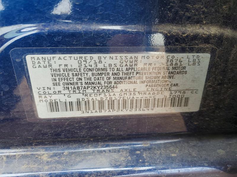 Продаж на аукціоні авто 2019 Nissan Sentra, vin: 3N1AB7AP2KY235644, номер лоту: 52260806
