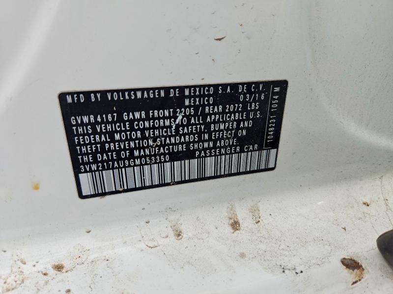 53190696 :رقم المزاد ، 3VW217AU9GM053350 vin ، 2016 Volkswagen Golf مزاد بيع