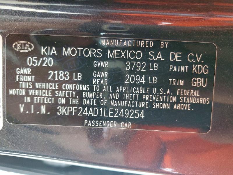 Продаж на аукціоні авто 2020 Kia Forte, vin: 3KPF24AD1LE249254, номер лоту: 52612246