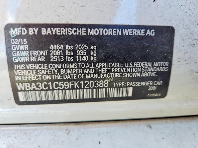 2015 Bmw 328 მანქანა იყიდება აუქციონზე, vin: WBA3C1C59FK120388, აუქციონის ნომერი: 54113256