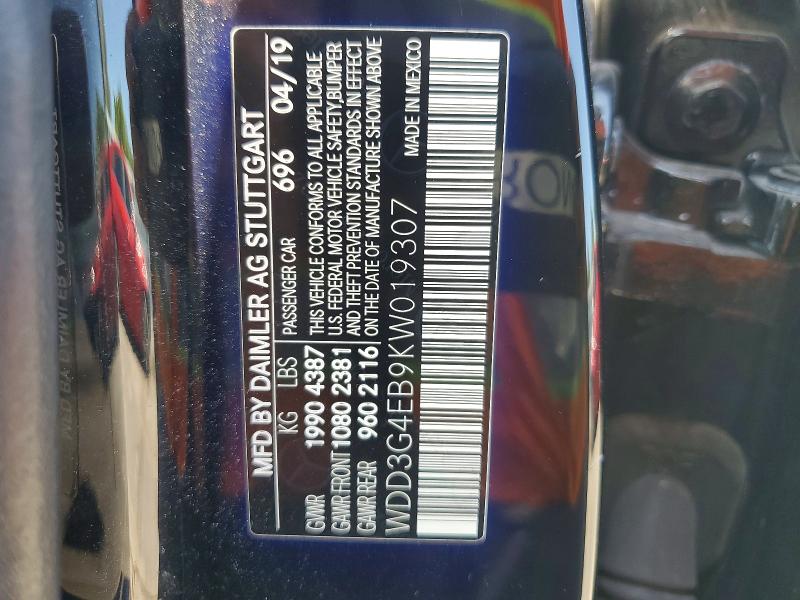 52811996 :رقم المزاد ، WDD3G4EB9KW019307 vin ، 2019 Mercedes-benz A مزاد بيع
