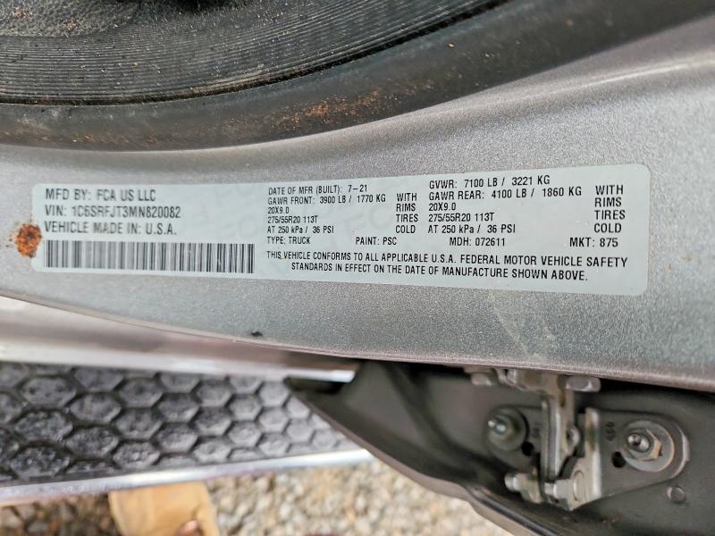Продаж на аукціоні авто 2021 Ram 1500, vin: 1C6SRFJT3MN820082, номер лоту: 55407646