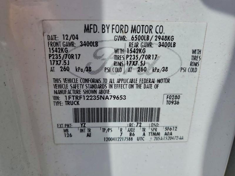 Aukcja sprzedaży 2005 Ford F150, vin: 1FTRF12235NA79653, numer aukcji: 52288586