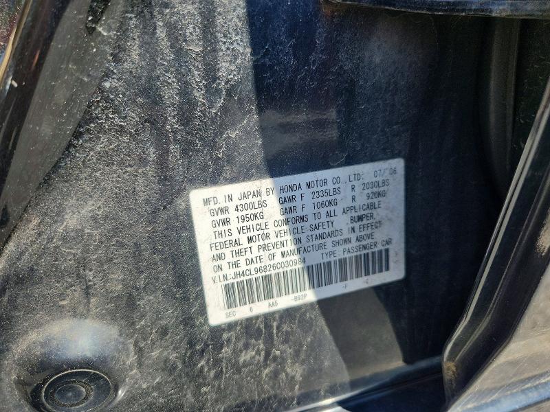 53355106 :رقم المزاد ، JH4CL96826C030984 vin ، 2006 Acura Tsx مزاد بيع