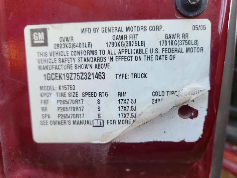 2005 Chevrolet Silverado მანქანა იყიდება აუქციონზე, vin: 1GCEK19Z75Z321463, აუქციონის ნომერი: 51164256