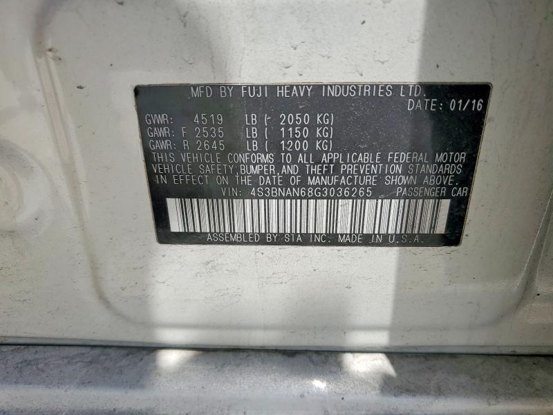 2016 Subaru Legacy მანქანა იყიდება აუქციონზე, vin: 4S3BNAN68G3036265, აუქციონის ნომერი: 51164566