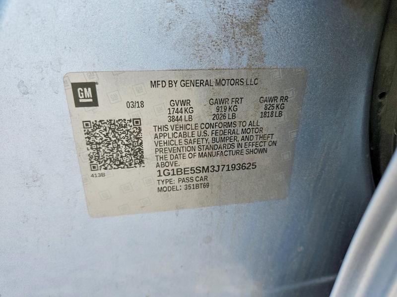 Aukcja sprzedaży 2018 Chevrolet Cruze, vin: 1G1BE5SM3J7193625, numer aukcji: 52382946