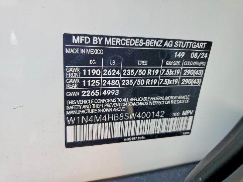 Aukcja sprzedaży 2025 Mercedes-benz Glb, vin: W1N4M4HB8SW400142, numer aukcji: 53378886