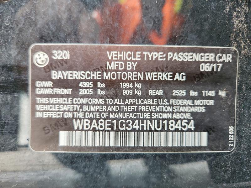2017 Bmw 320 მანქანა იყიდება აუქციონზე, vin: WBA8E1G34HNU18454, აუქციონის ნომერი: 54660446