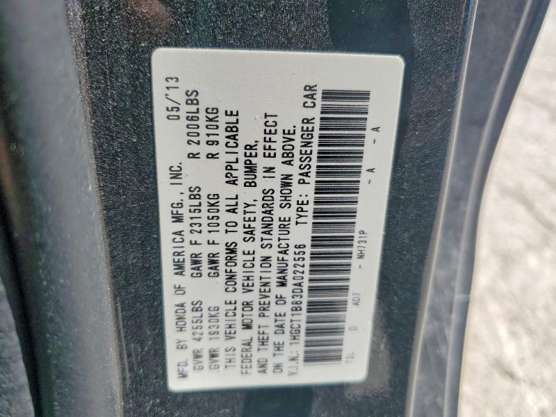 Aukcja sprzedaży 2013 Honda Accord, vin: 1HGCT1B83DA022556, numer aukcji: 52418216