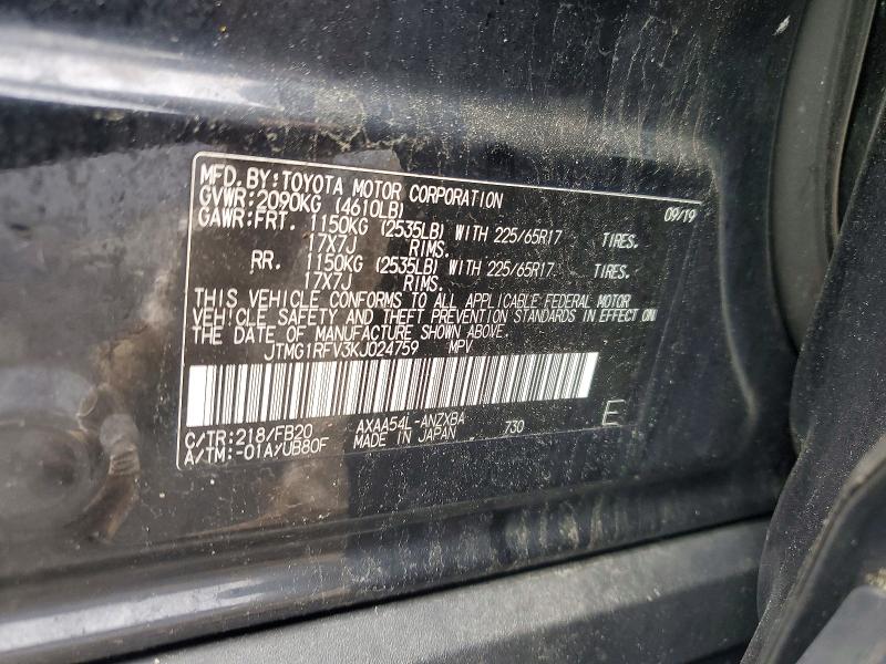 53891296 :رقم المزاد ، JTMG1RFV3KJ024759 vin ، 2019 Toyota Rav4 مزاد بيع