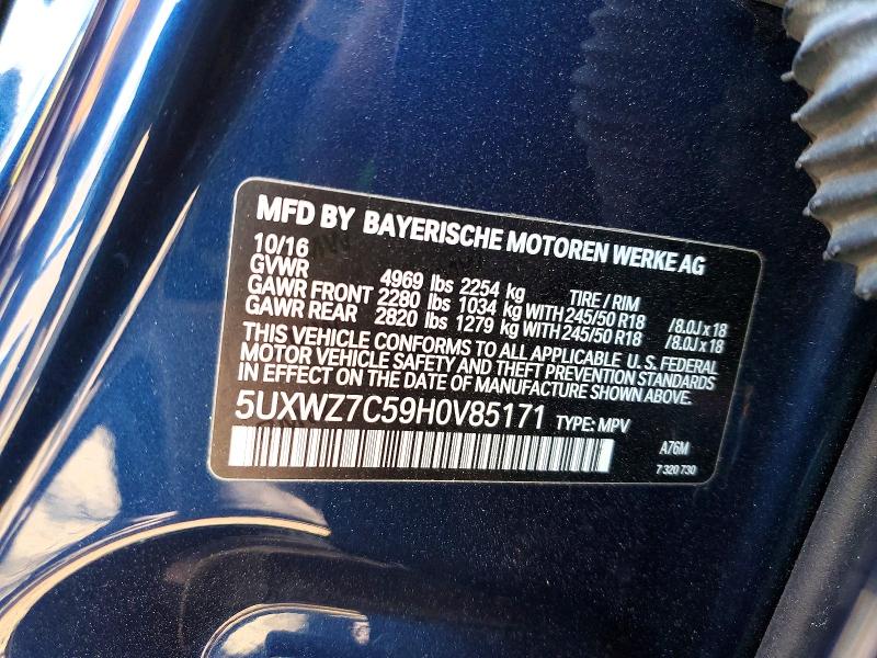 Продажа на аукционе авто 2017 Bmw X3, vin: 5UXWZ7C59H0V85171, номер лота: 54150176