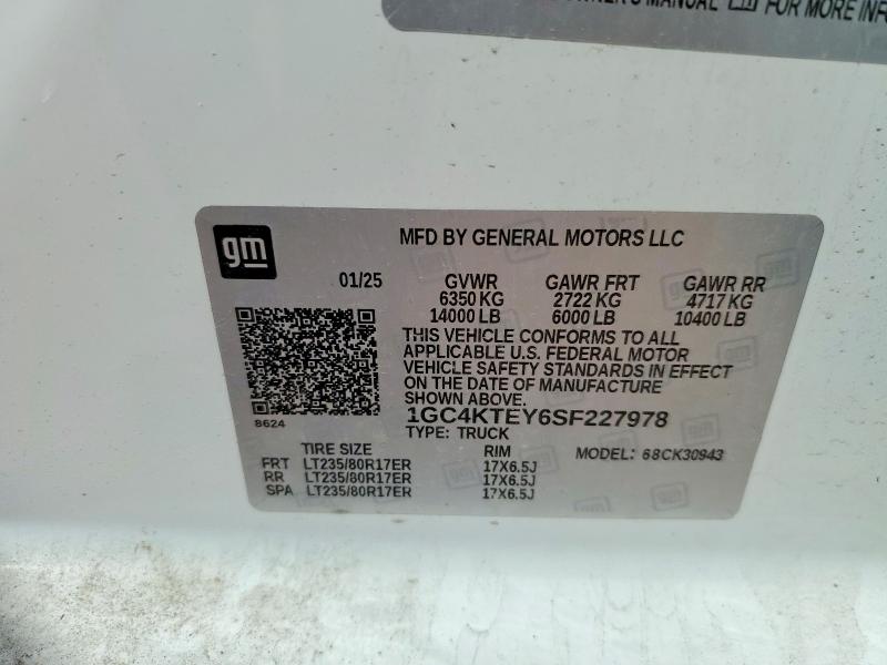 51506016 :رقم المزاد ، 1GC4KTEY6SF227978 vin ، 2025 Chevrolet Silverado مزاد بيع