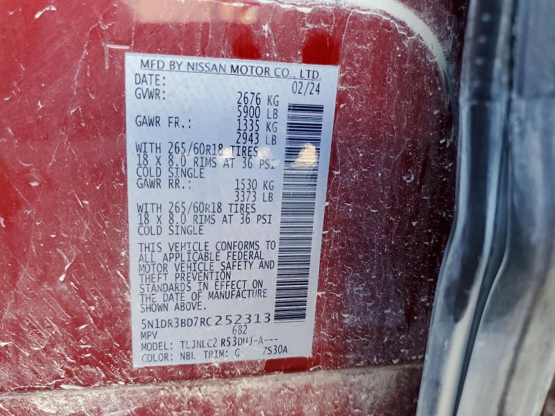 Aukcja sprzedaży 2024 Nissan Pathfinder, vin: 5N1DR3BD7RC252313, numer aukcji: 52706316