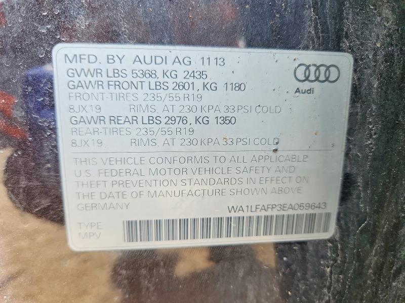 Продаж на аукціоні авто 2014 Audi Q5, vin: WA1LFAFP3EA059643, номер лоту: 52459746