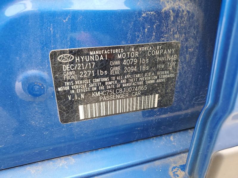Aukcja sprzedaży 2018 Hyundai Ioniq, vin: KMHC75LC8JU074865, numer aukcji: 55394806